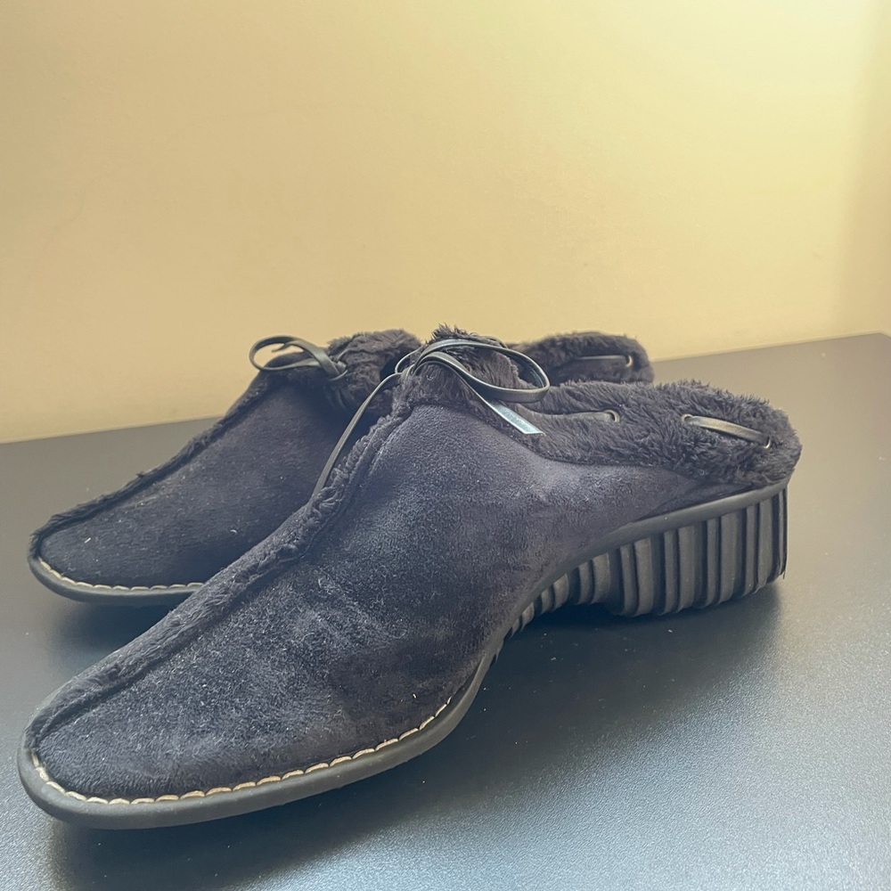 Anne Klein Black Suede Chilly Mule Clog Shoes